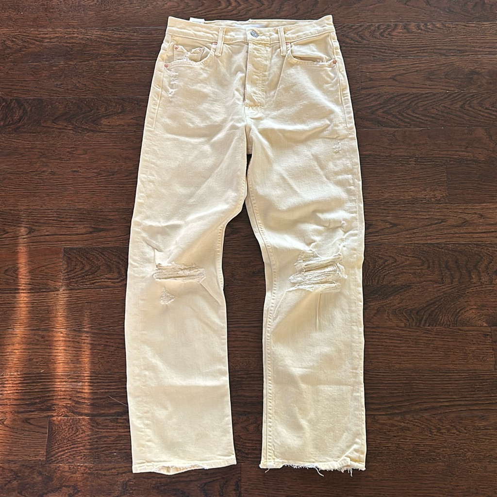 Nwot Mother Denim The Tomcat Chew Jeans The Devil Drinks Coffee (Yellow) Z205